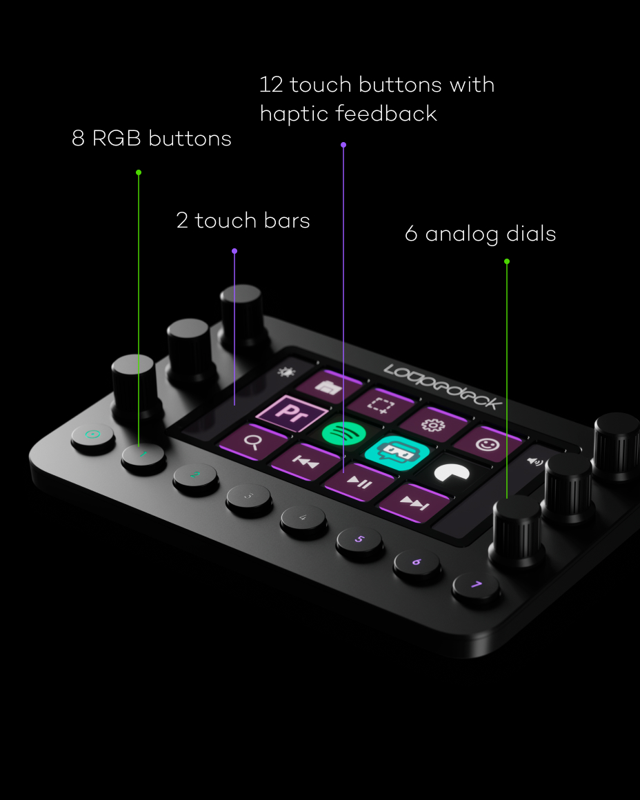Control elements of the Loupedeck Live console