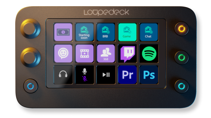 Close-up of the Loupedeck Live S custom console for streaming and productivity tasks